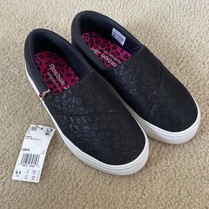 NWT REEBOK KATURA SLIP-ON ANIMAL PRINT CASUAL SHOES sz 6.5 black